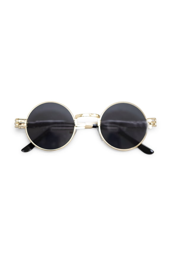 Black Vintage Round Frame Retro Sunglasses