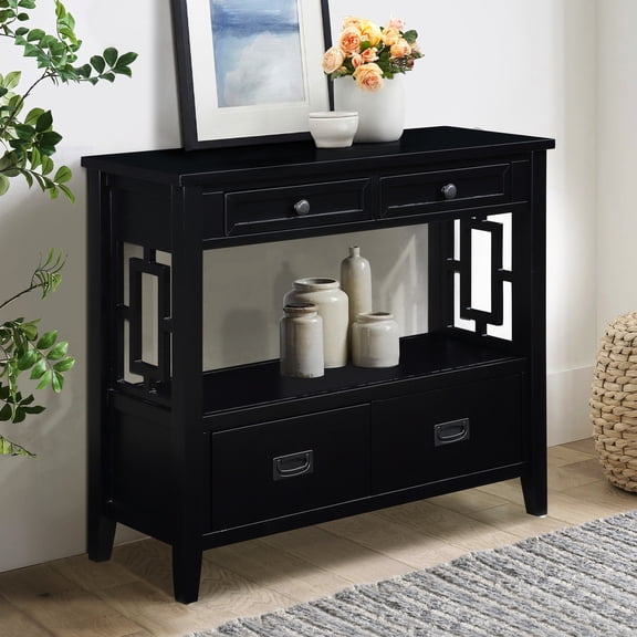 Black Vintage-Style Console Table | Fits Bedroom, Hallway Decor | Features Solid Construction and Easy Assembly