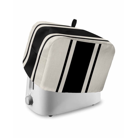Black Vintage Toaster Cover 4 Slice, Large Kitchen Appliance Covers, Geometric Stripes Simple Lines Toaster Oven Cover with Loop, Bread Machine Cover Polyester Dust Cover Protection