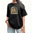 thumbnail image 1 of Black Vintage Washed Frog Bicycle Cartoon Adventure Graphic Tees Print Tshirt Shirts S-2XL Tops, 1 of 4