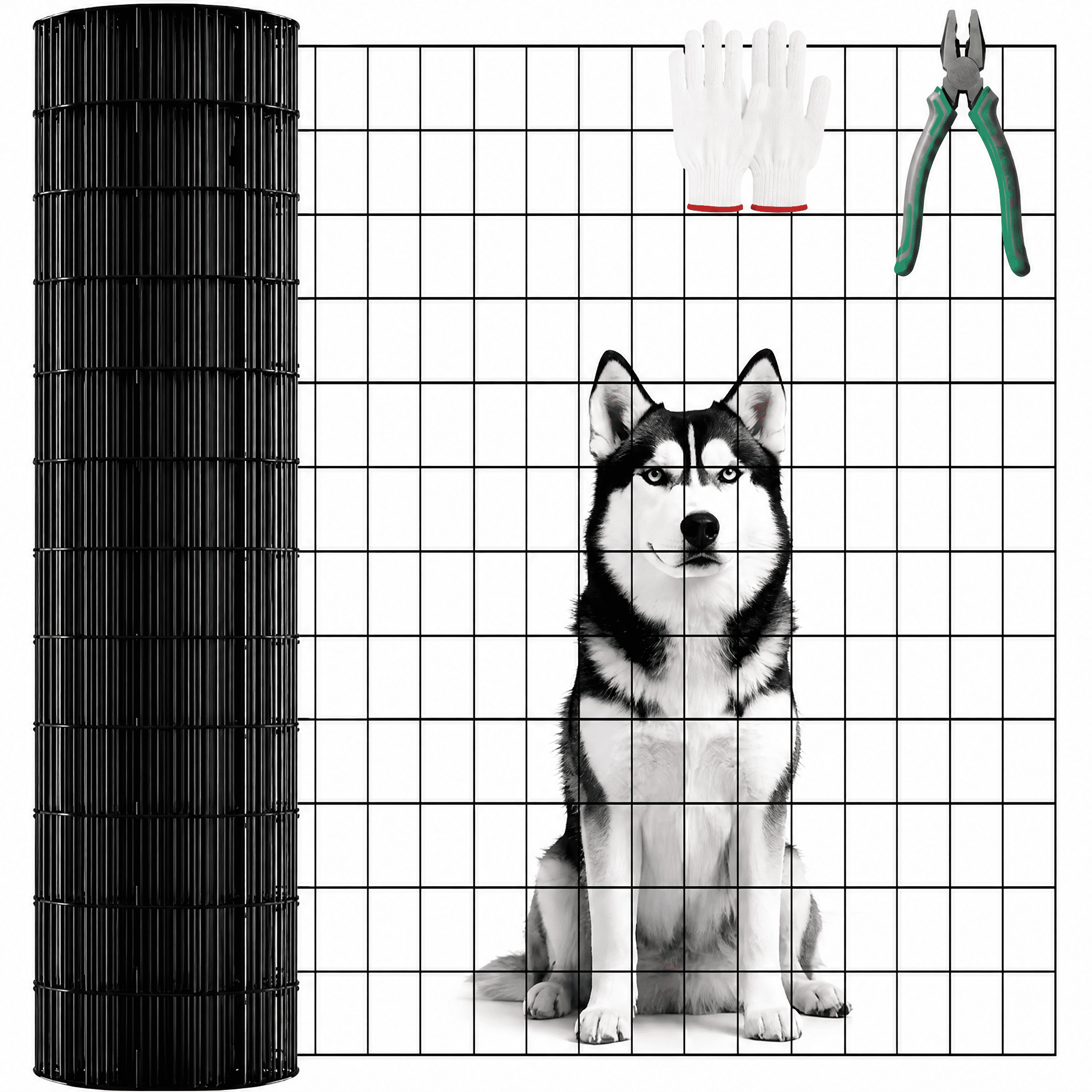 Black Vinyl Coated Fence 4x50ft 16 Gauge Galvanized Steel Pet-Safe for Garden Poultry Enclosure