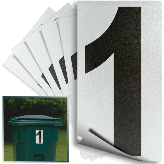 Black Vinyl Number 1 (One) Stickers - 6 Pack 5 inch - Premium Decal, Reflective Background, Pre-Spaced for Mailbox, Signs, Window, Door, Car, Trucks, Home, Business, Address, Indoor & Outdoor