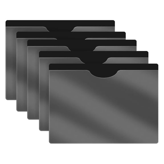 Black Vinyl Pocket Folder, , Closed Sides, Letter Size, Clear Front Top Loading Job , Documents Holder for Office, High School and Medical Files, Pack of 25