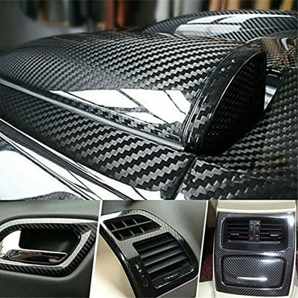 Black Vinyl Wrap Carbon Fibre 7D 5D Glossy Matte Chrome