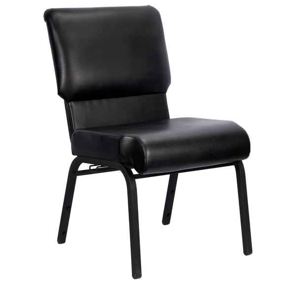 Black Vinyl on Black Frame 20.5" Cut Away Back Church Chair by Chivari