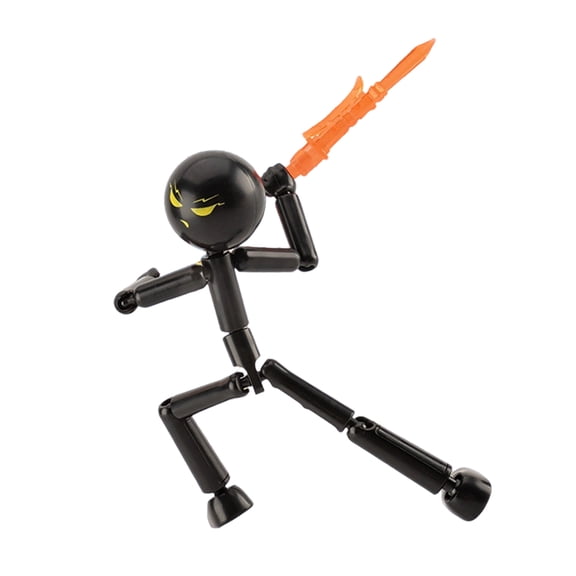 Black Violent Matchstick Man Fighting Soldier Articulated Action Figure Weapon Random Poseable Weapons For Creative Display