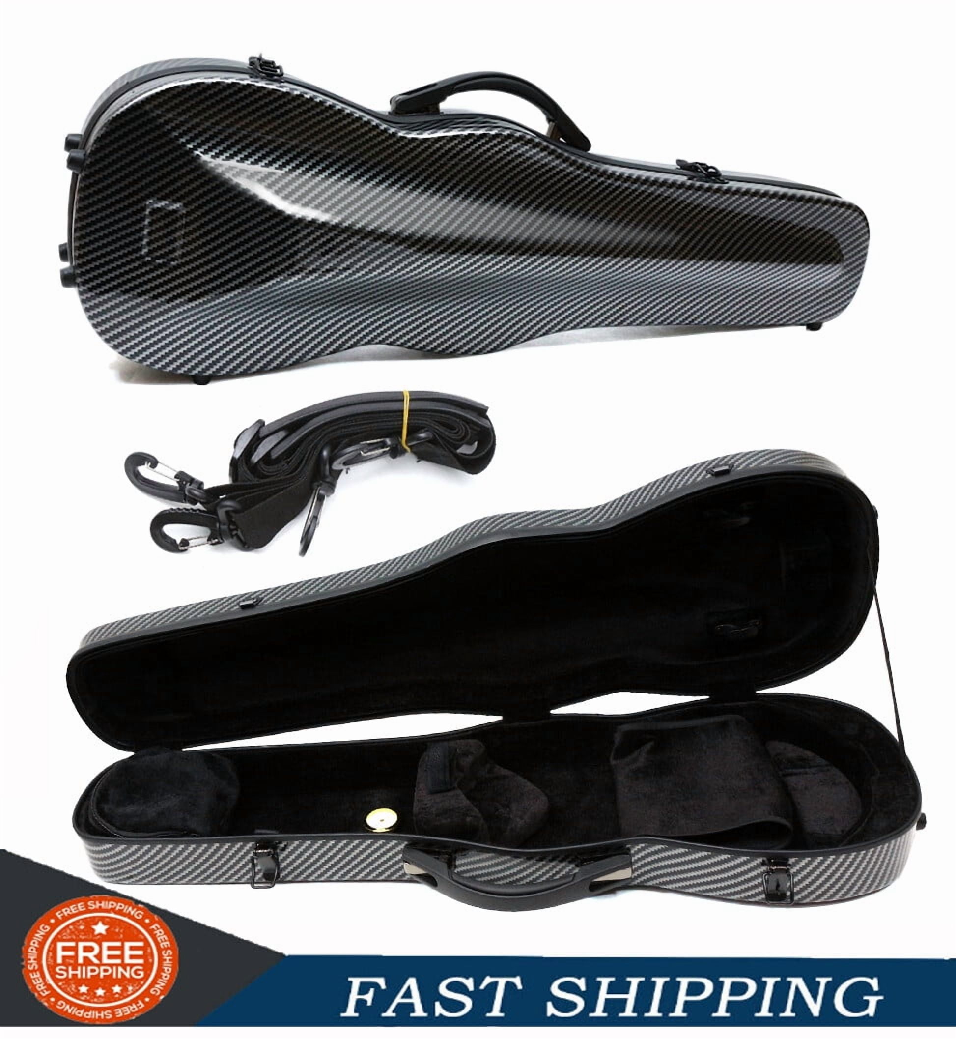 Black Violin Case 4/4 Full Size Carbon Fiber Hard Violin Case Violin ...