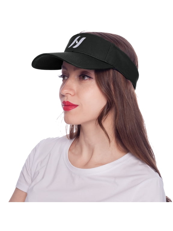 Black Visor Hats for Women Mens Sun Protection Baseball Cap Adjustable Velcro,Plain Outdoor Beach Cap Sun Protection Running Hat