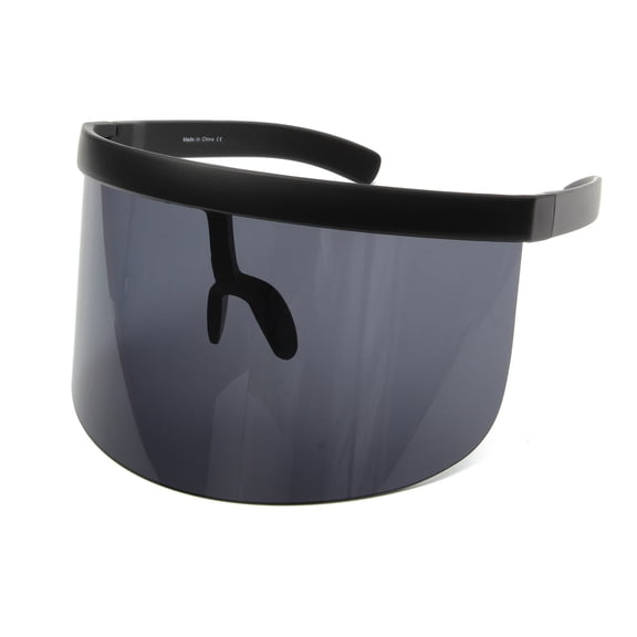 Black Visor Sunglasses - Dark Lens UV Protection Full Coverage Outdoor & Daily Eyewear