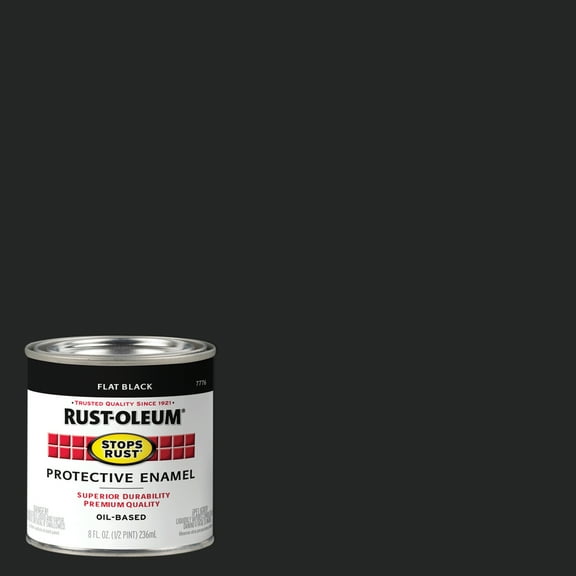 6 Pack, Black (Voc Exempt), Rust-Oleum Stops Rust Flat Protective Enamel- 7776730, 1/2 Pint