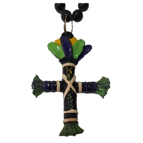 Black Voodoo Doll Magic Hex Spell Halloween Mardi Gras Beads Party Favors Necklace