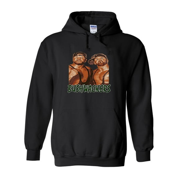 Black WWE Old School The Bushwackers Adult Large Hooded Sweatshirt