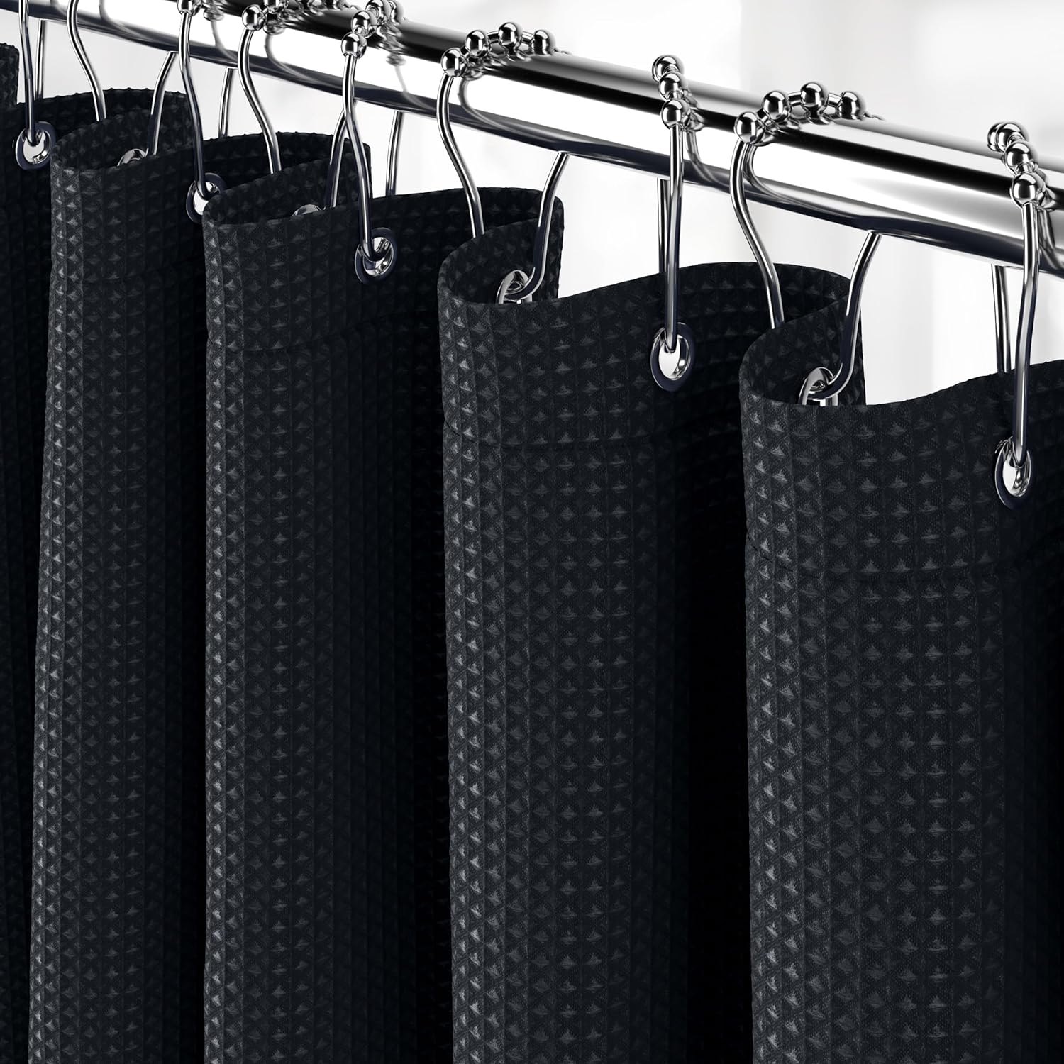 Black Waffle Design Hotel Style Shower Curtain 72x72 inches Cloth