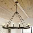 Black Wagon Wheel Chandelier Farmhouse 16 Light, 43 Inch Large
