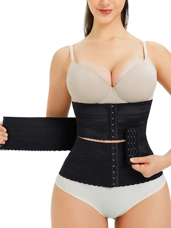 Black Waist Trainer Corset Shapewear with Hook & Eye Closure