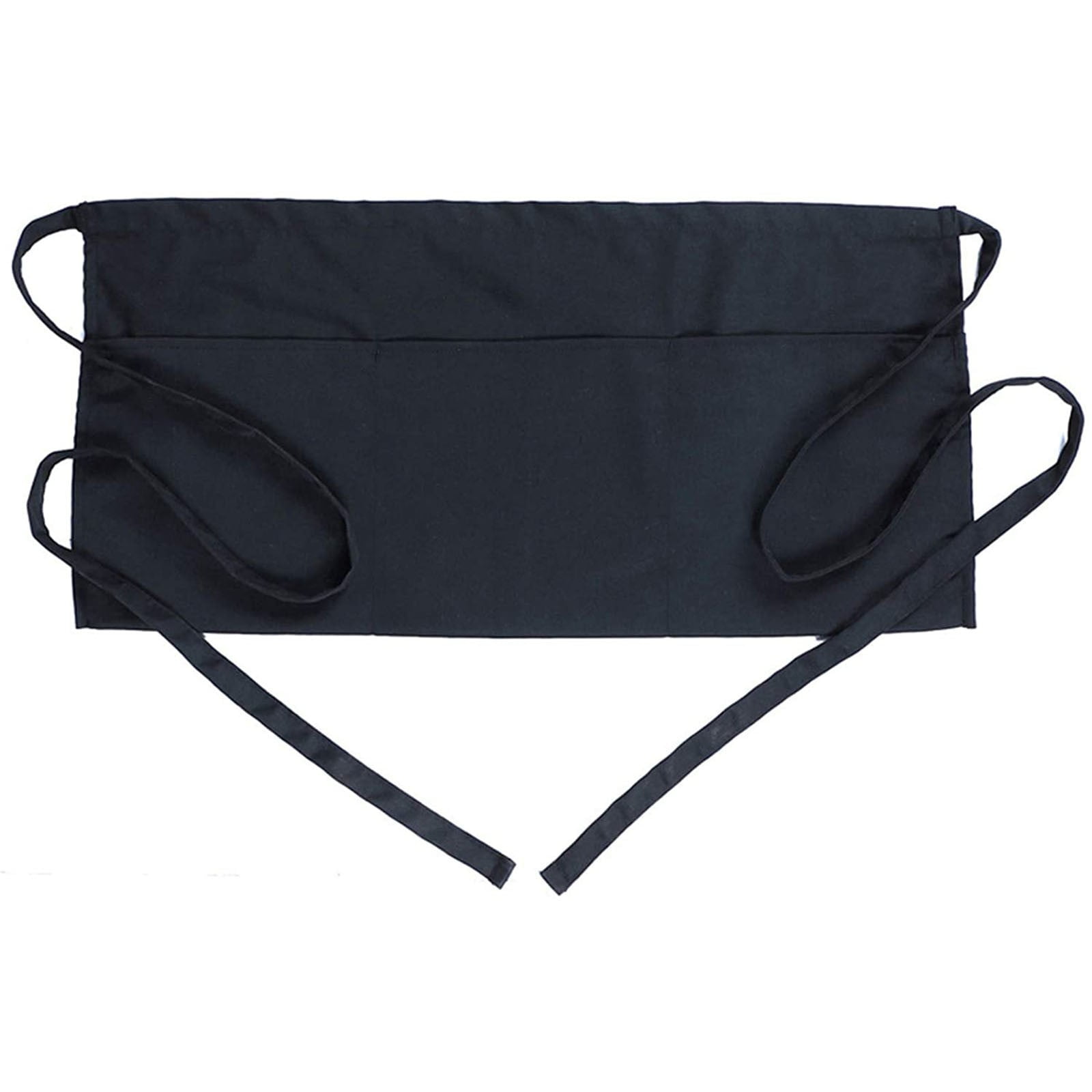Black Waitress Server Short Apron – Waist Apron with&nbsp;3&nbsp;Pockets