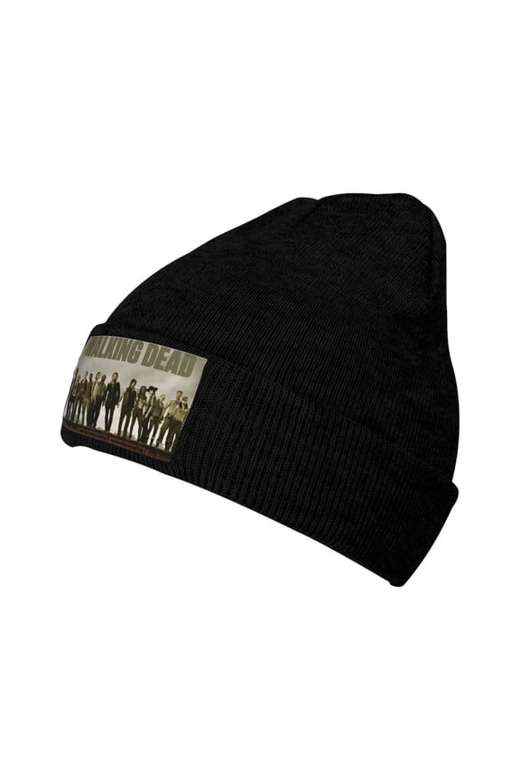 Black Walking Dead Warm Knit Beanie Hat 3D Printed Skull Cap For Men Women