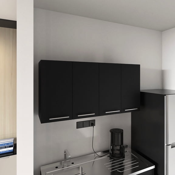 Black Wall Cabinet, American Style | Great for Kitchen Storage, Keeps Pristine