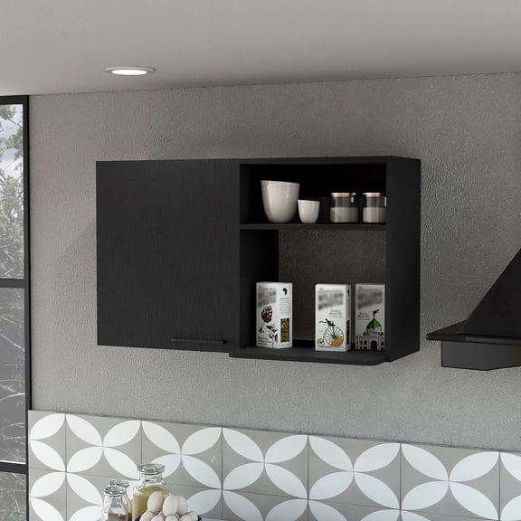 Black Wall Cabinet - Sleek Storage for Kitchen Decor