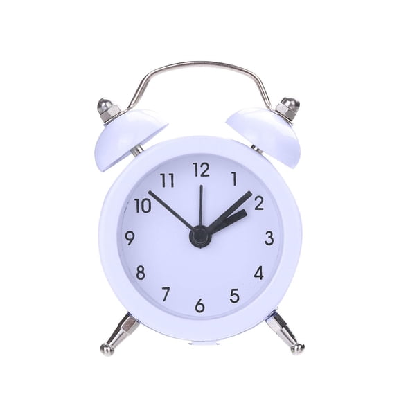 Black Wall Clock, Black Wall decor, 4 in Twin Bell Compact Unit, Analog Tracking, Time Management, Commercial Space Styling, White Finish, 1 Pc