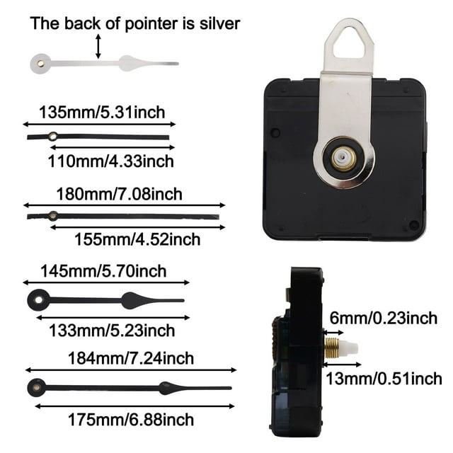 Black Wall Clock Movement Mechanism Kit Battery Operated Diy Repair