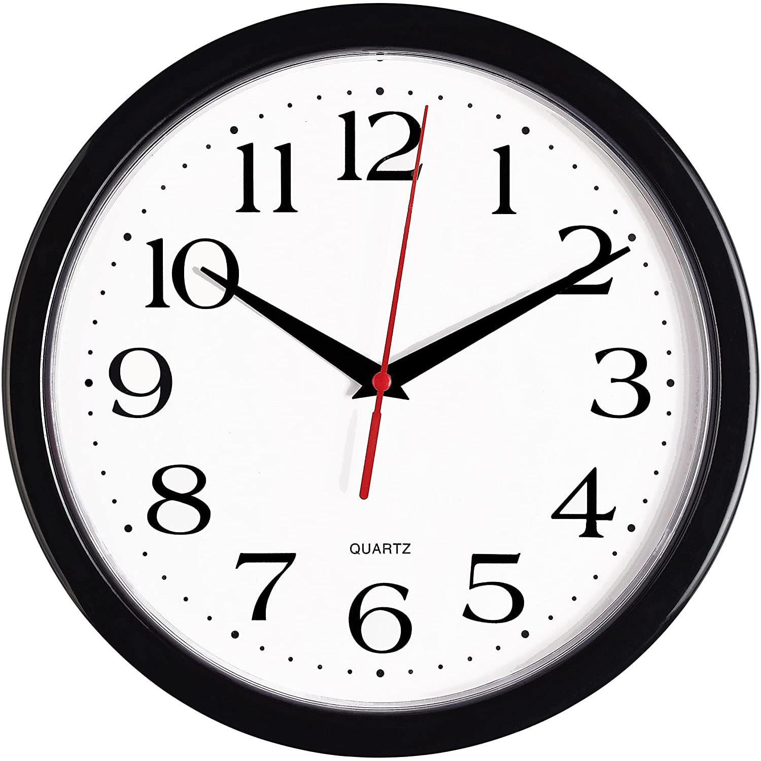 10-Inch Black Plastic Silent Quartz Wall Clock
