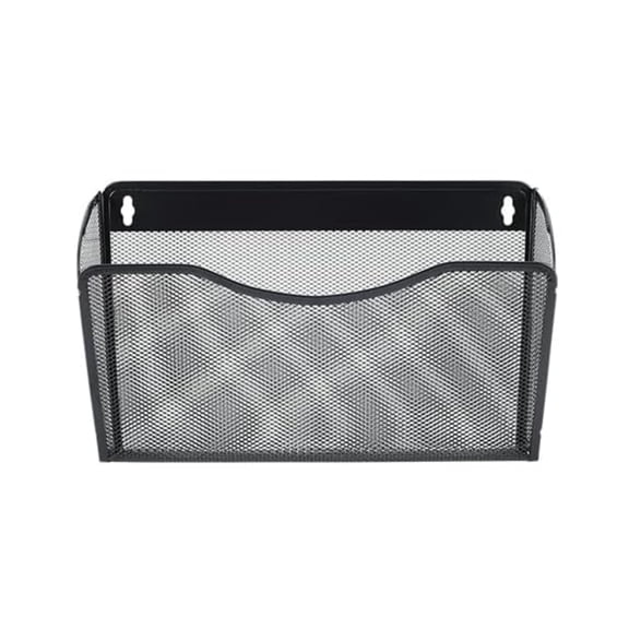 Black Wall File Mesh Holde,13.6x3.2x8.7In Mesh Wall File Organizer for Book,Vertical Mounted File Holder for Home,Office