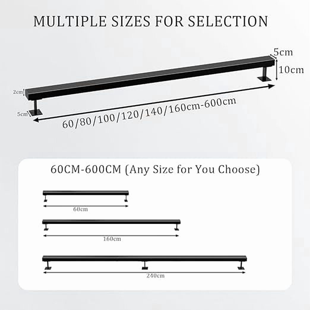 Black Wall Mount Adjustable Metal Stair Handrail, Non-Slip Safety Rail ...