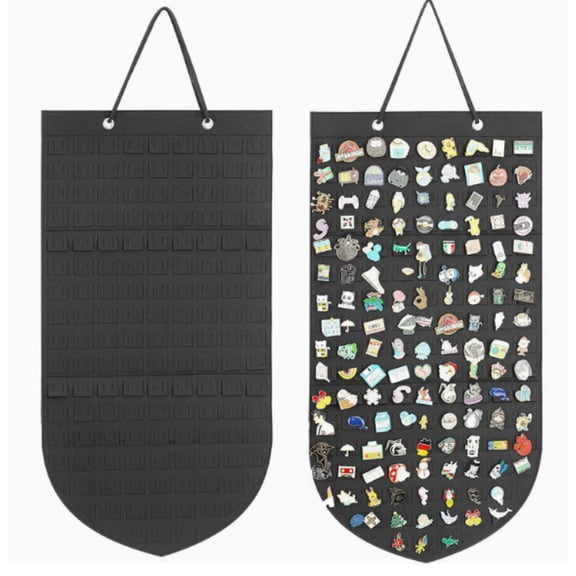 Black Wall-Mount Patch Holder, Hanging Patch Display Organizer for Hook & Loop Patch Collections, No Accessories Included