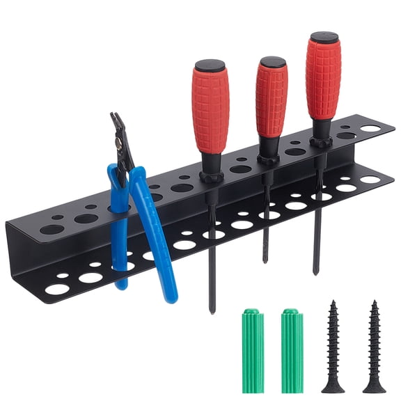 Black Wall Mount Tool Storage Rack Screwdriver Organizer Metal Hammer Holder Pliers Organizer 23 Holes