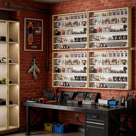 Black Wall-Mounted Display Case with Large Capacity,Clear Door for a Stunning Collectible Showcase