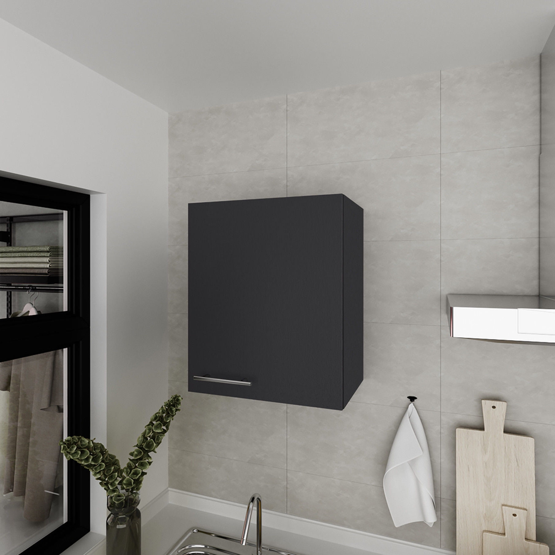 Amazon.com: Wall Cabinet With Glass Doors - Wall-Mounted Kitchen Cabinets For Small Kitchens With Floating Shelves