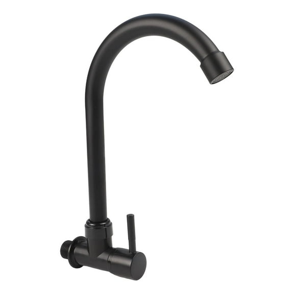 Black Wall Mounted Kitchen Faucet Single Lever Single Cold Water Sink Faucet Plastic Steel G1/2 Kitchen Tap
