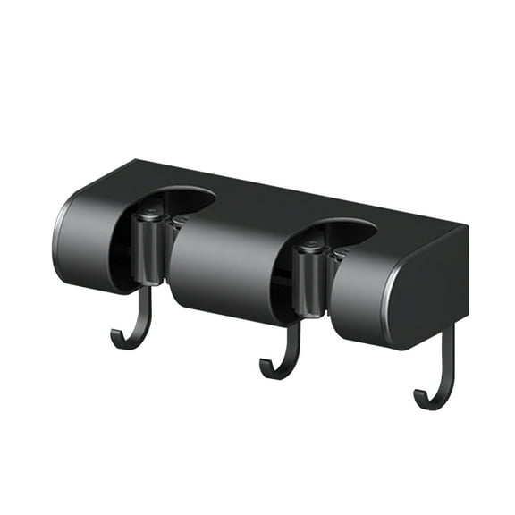 Black Wall Mounted Mop And Broom Rack Organizer Heavy Duty Storage Rack For Kitchen Laundry Room Garden Plastic Black Color 5.62X2.32X1.33 Inch