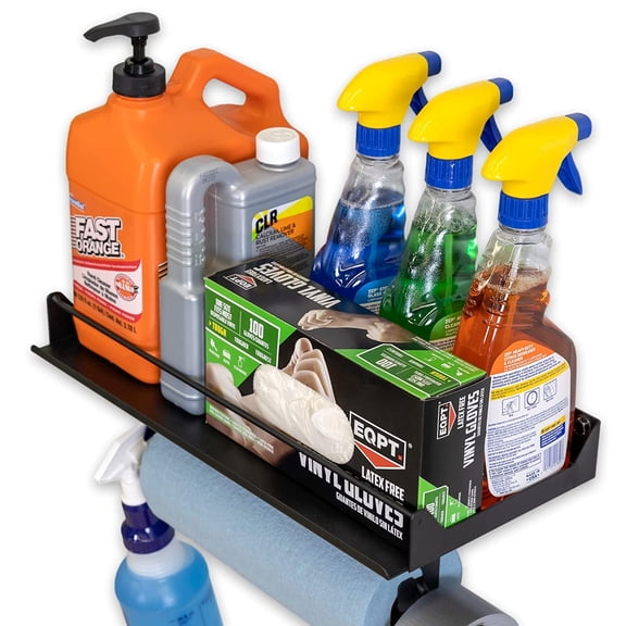 Black Wall-Mounted Tissue Holder with Storage Rack, Industrial Style, Suitable for Garages and Studios