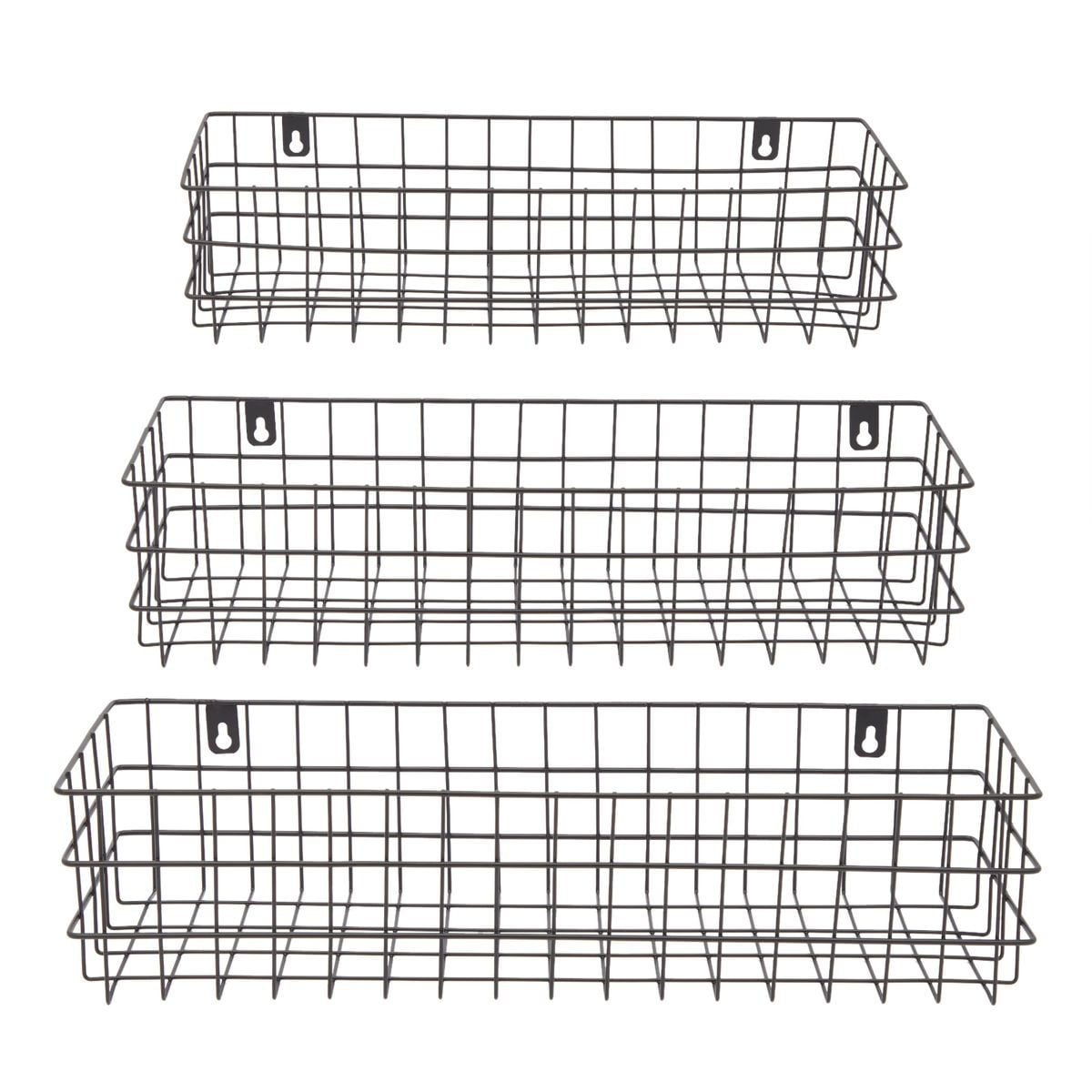 Black Wall Mounted Wire Baskets, Hanging Organizers for Kitchen Storage ...