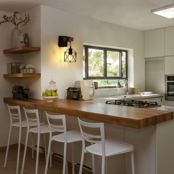 Black Wall Sconce with ON/Off Switch Pack of 2, Dimmable Cage Wall Mount Light Fixture Industrial Farmhouse Lighting