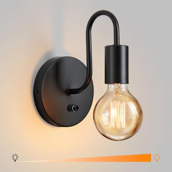 Black Wall Sconces,Dimmble Vintage Wall Lights E26 Industrial Wall Lamp Retro Wall Lighting Hard Wired Sconces Lighting for Mirror Bedroom Bathroom Hallway