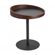 Black & Walnut End Table, 18 x 18 x 20-21.5 in.
