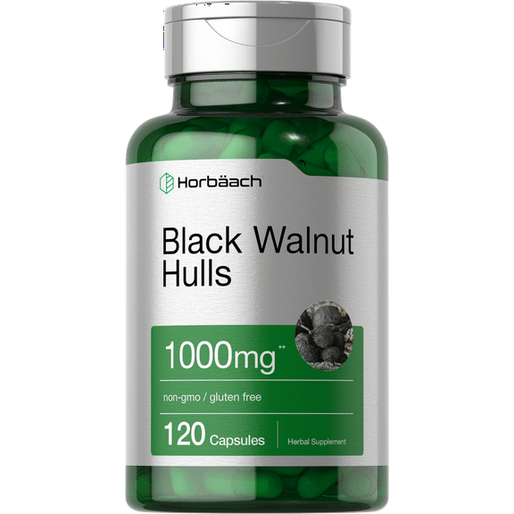 Black Walnut Hulls | 1000 mg | 120 Capsules for Men and Women | by Horbaach