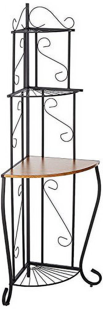 Black / Walnut Kitchen Storage Corner Bakers Rack - Walmart.com