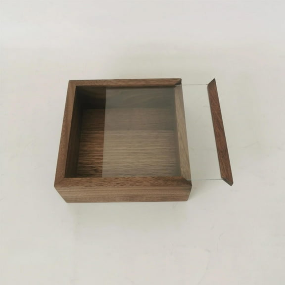 Black Walnut Solid Wood Glass Cover Display Case Transparent Organizer Boxes Dustproof Sundries Dresser Display Box