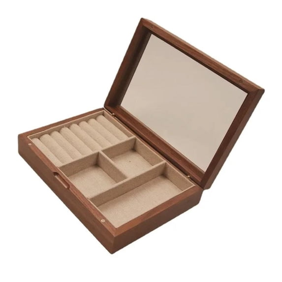 Black Walnut Solid Wood Jewelry Box Ring Pendant Storage Box Necklace Large Capacity Household Jewelry Organizer