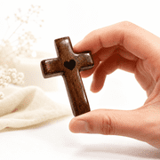 Black Walnut Thumb Cross, Wooden Handheld Prayer Cross for Christian Gifts, Easter Church Devotional Decor Glossy Finish - 1PC