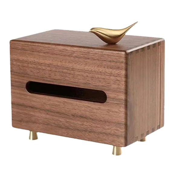 Black Walnut Tissue Box Living Room Tissue Box Copper Bird Desktop Decoration Wooden Tissue Box