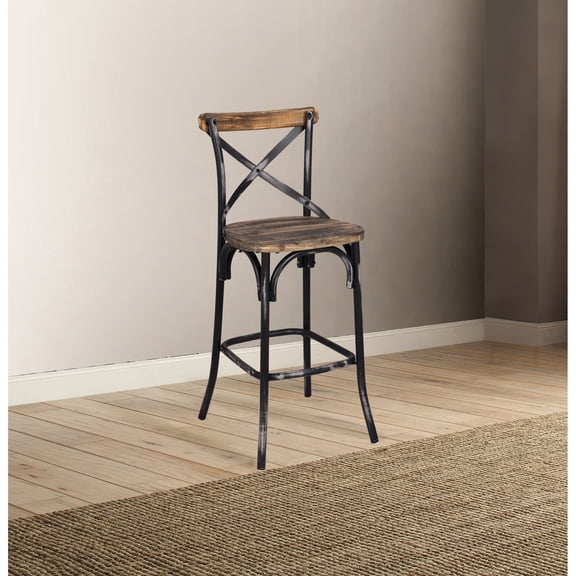 Black & Walnut Tone - Metal Splayed Legs - Fit for Outdoor Patios - 20" Package Width