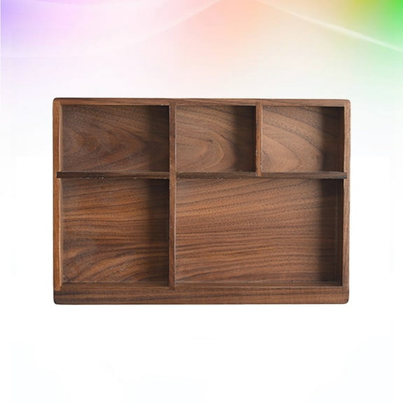 Black Walnut Wooden Drawer Organizer Tray for Cutlery, Tableware Storage, Desktop Solid Wood Storage Box 24x16.8x2.5 cm