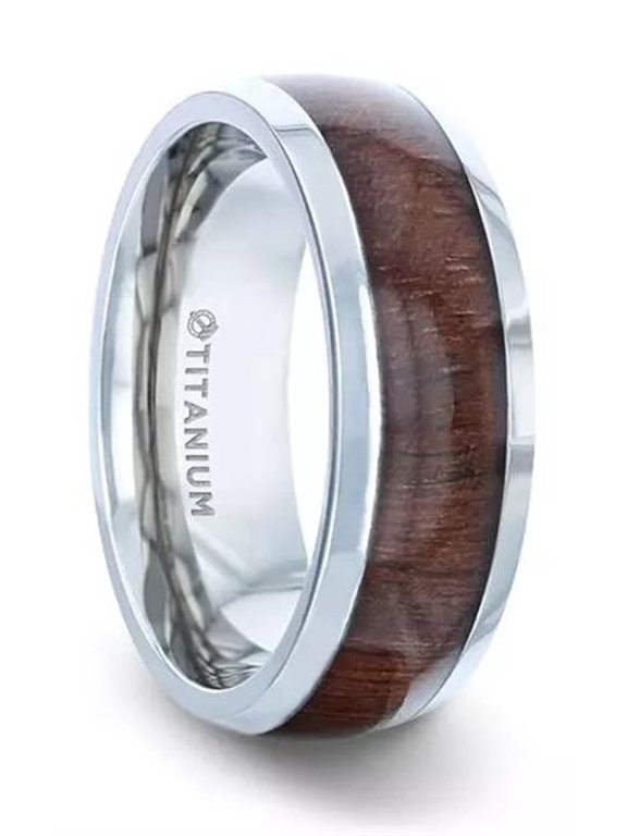 Black Walnut Wood Inlaid Titanium Polished with Beveled Edges | Thorsten