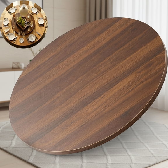 Black Walnut Wood Lazy Susan, Large Turntable Rotating Serving Tray, Solid Wooden Round Lazy Susan Organizer, Kitchen Spinning Food Server Centerpieces