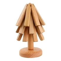 Black Walnut Wood Trivet Set, Handmade Tree Shaped Heat Resistant Pot Holders, 8 Inch Coaster for Hot Pans Kitchen Table Decor(A)